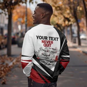 Personalized Tuskegee Airmen Sweatshirt Red Tails P-51 Mustang WWII Aviation Never Quit