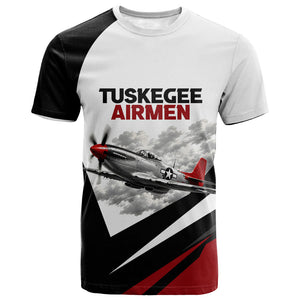 Personalized Tuskegee Airmen T shirt Red Tails P-51 Mustang WWII Aviation Never Quit