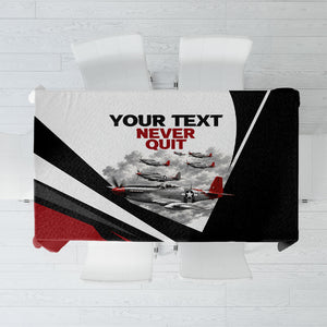Personalized Tuskegee Airmen Tablecloth Red Tails P-51 Mustang WWII Aviation Never Quit