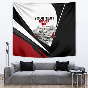 Personalized Tuskegee Airmen Tapestry Red Tails P-51 Mustang WWII Aviation Never Quit