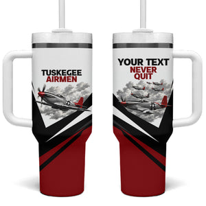 Personalized Tuskegee Airmen Tumbler With Handle Red Tails P-51 Mustang WWII Aviation Never Quit