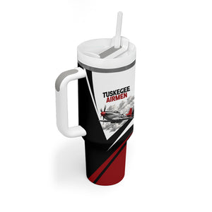 Personalized Tuskegee Airmen Tumbler With Handle Red Tails P-51 Mustang WWII Aviation Never Quit