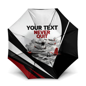 Personalized Tuskegee Airmen Umbrella Red Tails P-51 Mustang WWII Aviation Never Quit