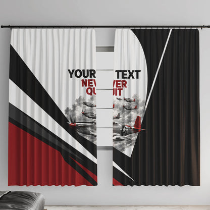Personalized Tuskegee Airmen Window Curtain Red Tails P-51 Mustang WWII Aviation Never Quit
