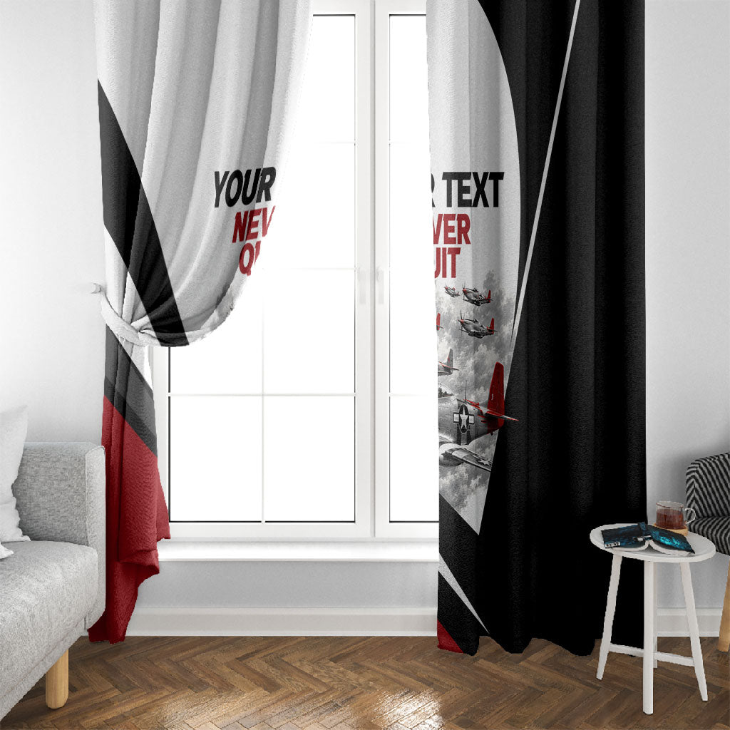 Personalized Tuskegee Airmen Window Curtain Red Tails P-51 Mustang WWII Aviation Never Quit