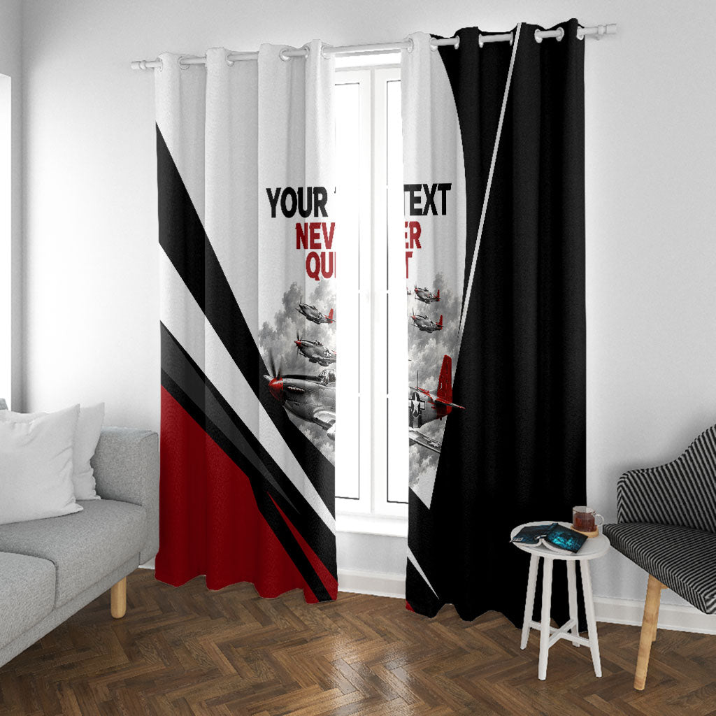 Personalized Tuskegee Airmen Window Curtain Red Tails P-51 Mustang WWII Aviation Never Quit