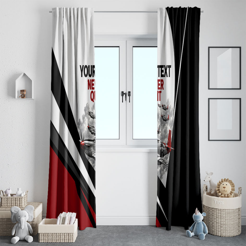 Personalized Tuskegee Airmen Window Curtain Red Tails P-51 Mustang WWII Aviation Never Quit