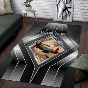 Personalized Tuskegee Airmen Area Rug Vintage WWII Aviation History Graphic Art