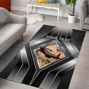 Personalized Tuskegee Airmen Area Rug Vintage WWII Aviation History Graphic Art