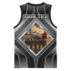 Personalized Tuskegee Airmen Basketball Jersey Vintage WWII Aviation History Graphic Art