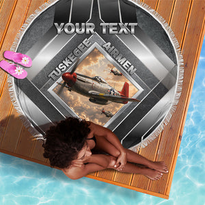 Personalized Tuskegee Airmen Beach Blanket Vintage WWII Aviation History Graphic Art