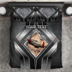 Personalized Tuskegee Airmen Bedding Set Vintage WWII Aviation History Graphic Art