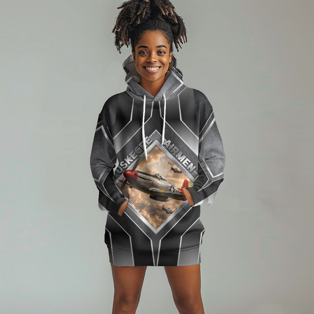 Personalized Tuskegee Airmen Hoodie Dress Vintage WWII Aviation History Graphic Art