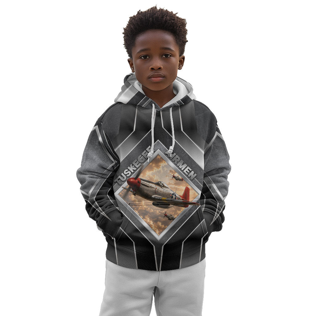 Personalized Tuskegee Airmen Kid Hoodie Vintage WWII Aviation History Graphic Art