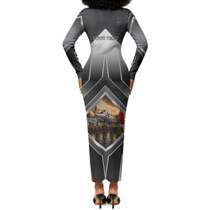 Personalized Tuskegee Airmen Long Sleeve Bodycon Dress Vintage WWII Aviation History Graphic Art