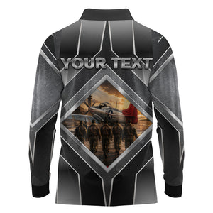 Personalized Tuskegee Airmen Long Sleeve Polo Shirt Vintage WWII Aviation History Graphic Art