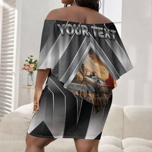 Personalized Tuskegee Airmen Off Shoulder Short Dress Vintage WWII Aviation History Graphic Art