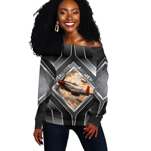 Personalized Tuskegee Airmen Off Shoulder Sweater Vintage WWII Aviation History Graphic Art