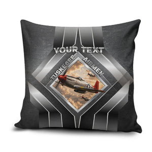 Personalized Tuskegee Airmen Pillow Cover Vintage WWII Aviation History Graphic Art