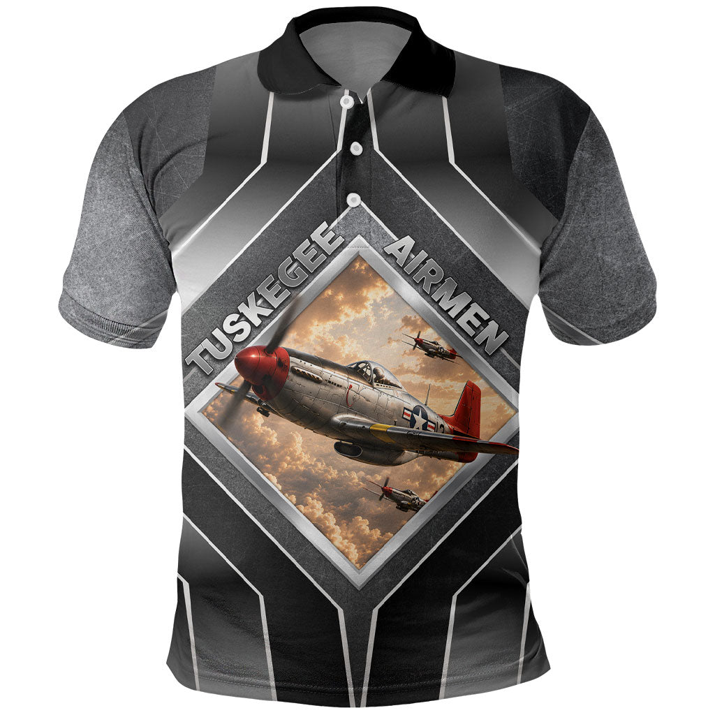 Personalized Tuskegee Airmen Polo Shirt Vintage WWII Aviation History Graphic Art