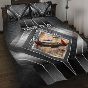 Personalized Tuskegee Airmen Quilt Bed Set Vintage WWII Aviation History Graphic Art