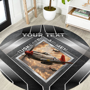 Personalized Tuskegee Airmen Round Carpet Vintage WWII Aviation History Graphic Art