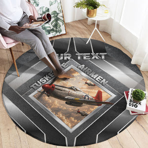 Personalized Tuskegee Airmen Round Carpet Vintage WWII Aviation History Graphic Art