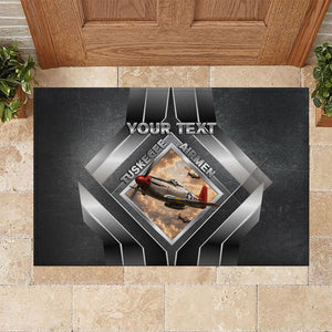 Personalized Tuskegee Airmen Rubber Doormat Vintage WWII Aviation History Graphic Art