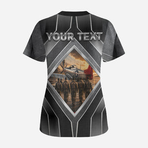 Personalized Tuskegee Airmen Scrub Top Vintage WWII Aviation History Graphic Art