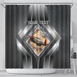 Personalized Tuskegee Airmen Shower Curtain Vintage WWII Aviation History Graphic Art
