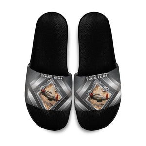 Personalized Tuskegee Airmen Slide Sandals Vintage WWII Aviation History Graphic Art