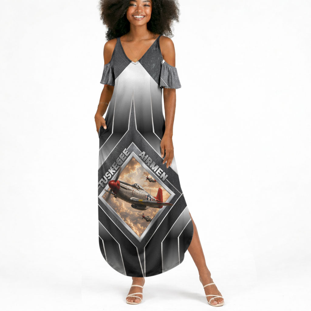 Personalized Tuskegee Airmen Summer Maxi Dress Vintage WWII Aviation History Graphic Art