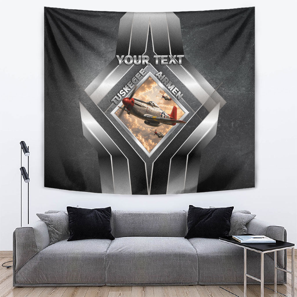 Personalized Tuskegee Airmen Tapestry Vintage WWII Aviation History Graphic Art