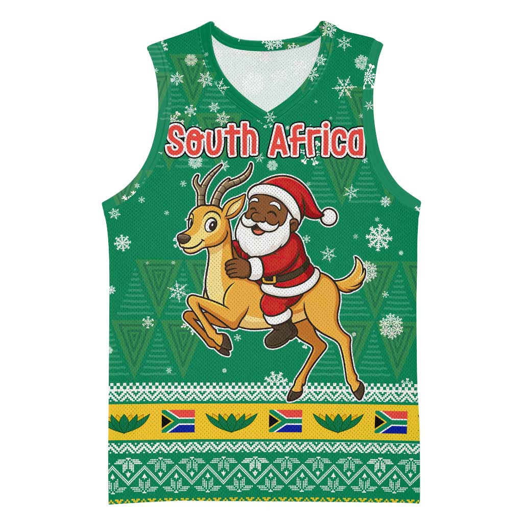 South Africa Christmas Basketball Jersey Santa Reindeer and Africa Map TS04