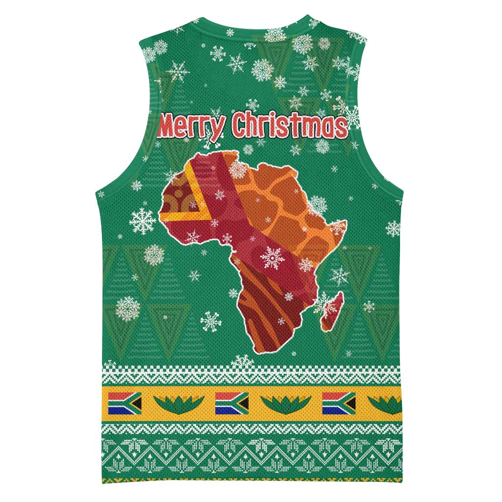 South Africa Christmas Basketball Jersey Santa Reindeer and Africa Map TS04