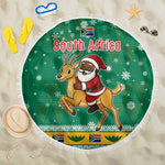 South Africa Christmas Beach Blanket Santa Reindeer and Africa Map - African Pride