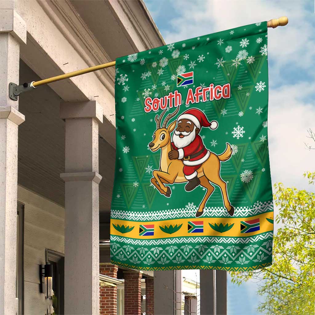 South Africa Christmas Garden Flag Santa Reindeer and Africa Map - African Pride