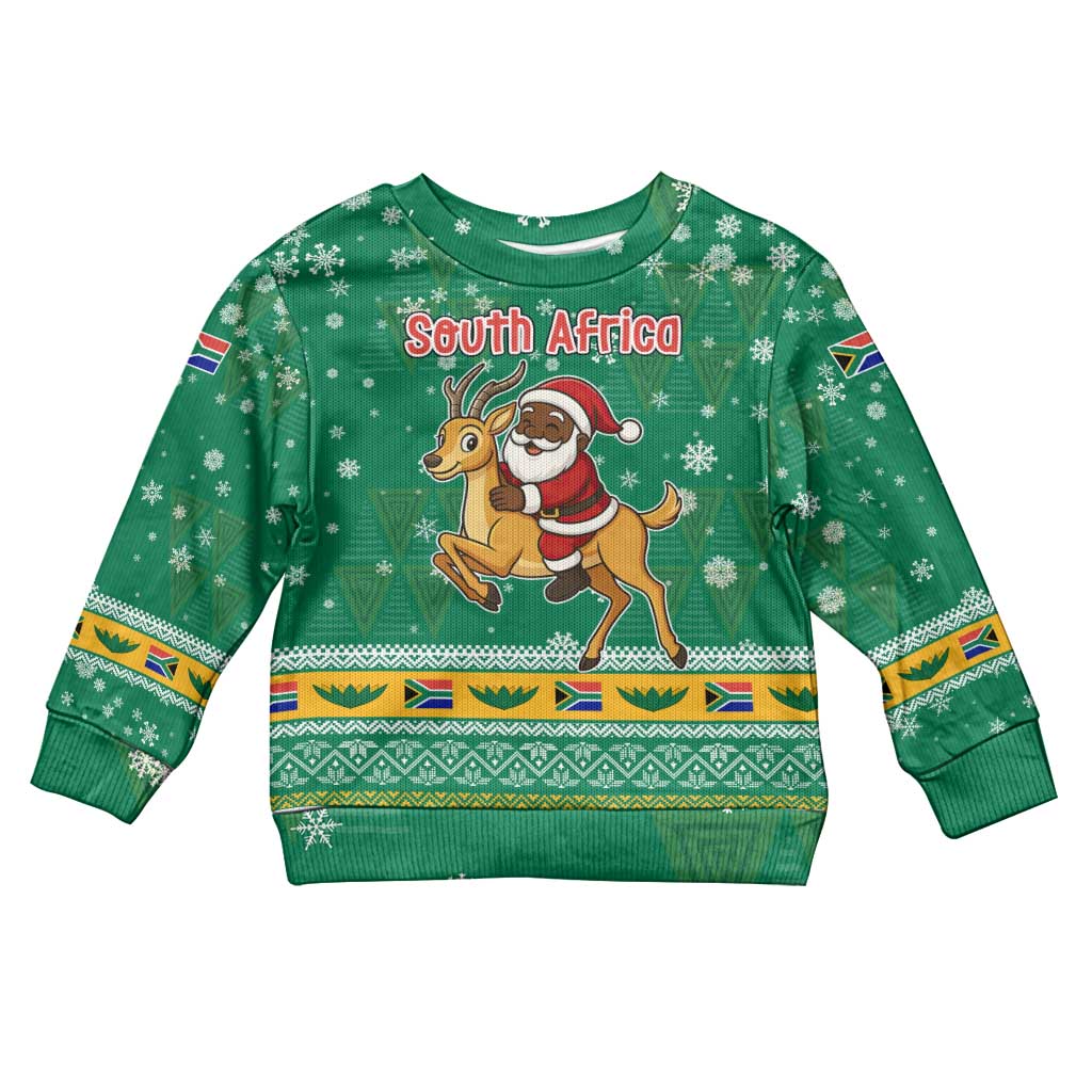 South Africa Christmas Kid Ugly Christmas Sweater Santa Reindeer and Africa Map - African Pride