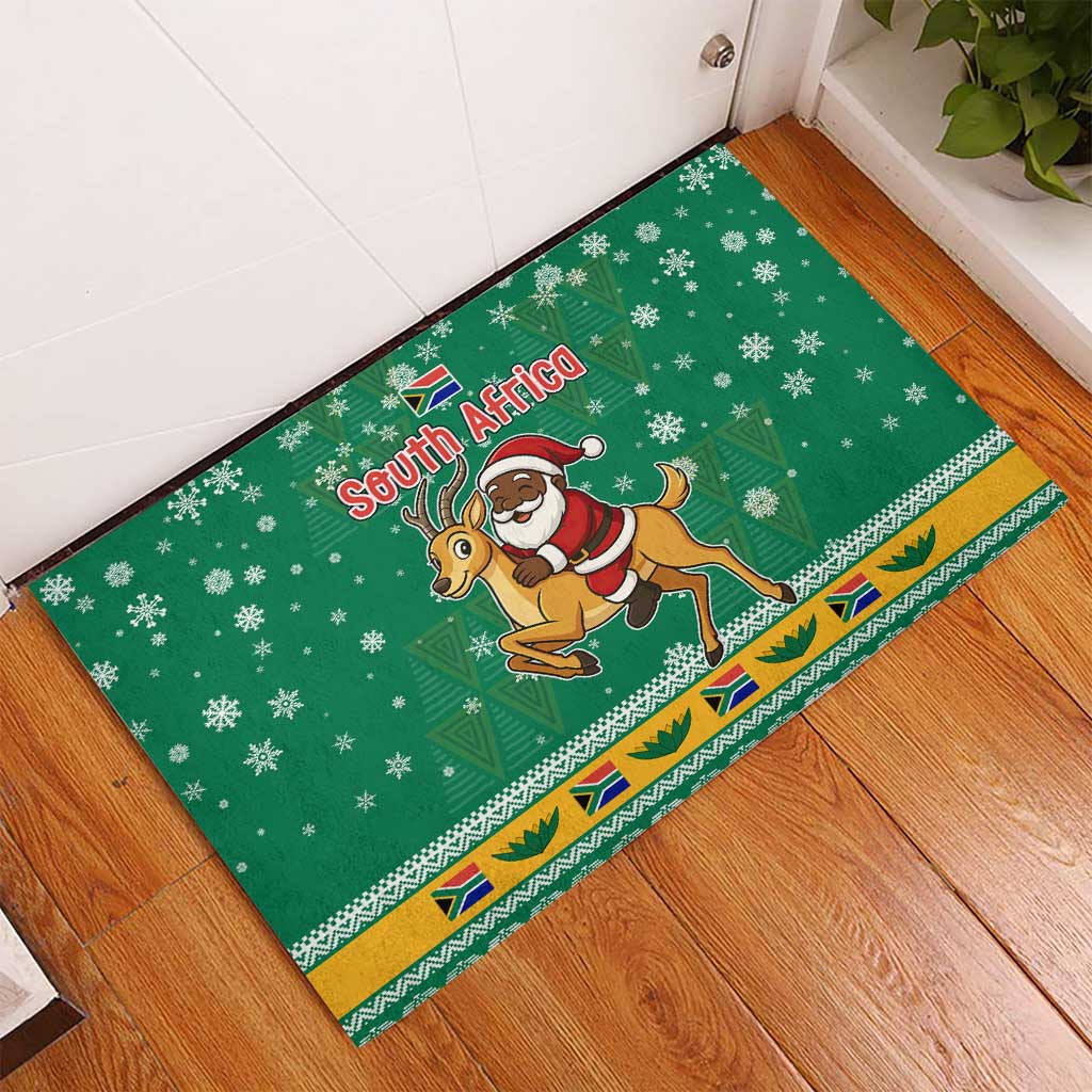South Africa Christmas Rubber Doormat Santa Reindeer and Africa Map - African Pride