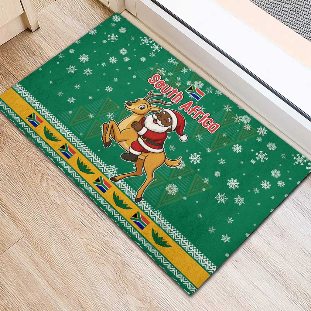 South Africa Christmas Rubber Doormat Santa Reindeer and Africa Map - African Pride