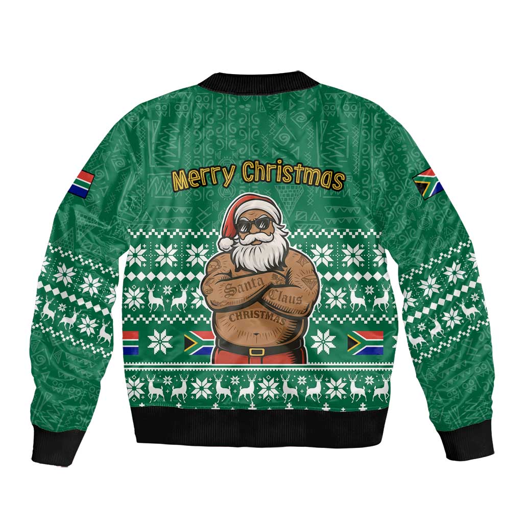 South Africa Christmas Bomber Jacket Christmas Santa Claus Tattoo - African Pride