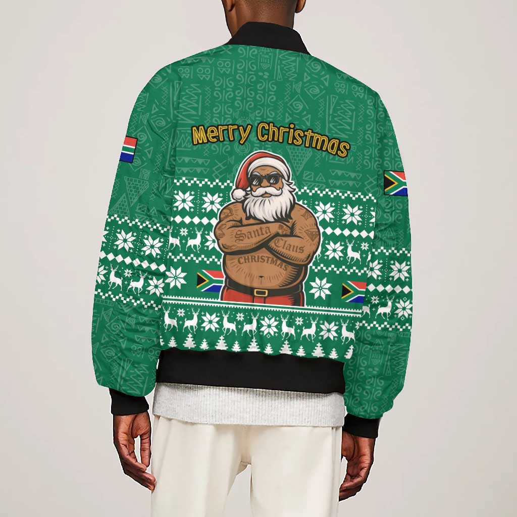 South Africa Christmas Bomber Jacket Christmas Santa Claus Tattoo - African Pride