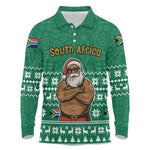 South Africa Christmas Long Sleeve Polo Shirt Christmas Santa Claus Tattoo - African Pride