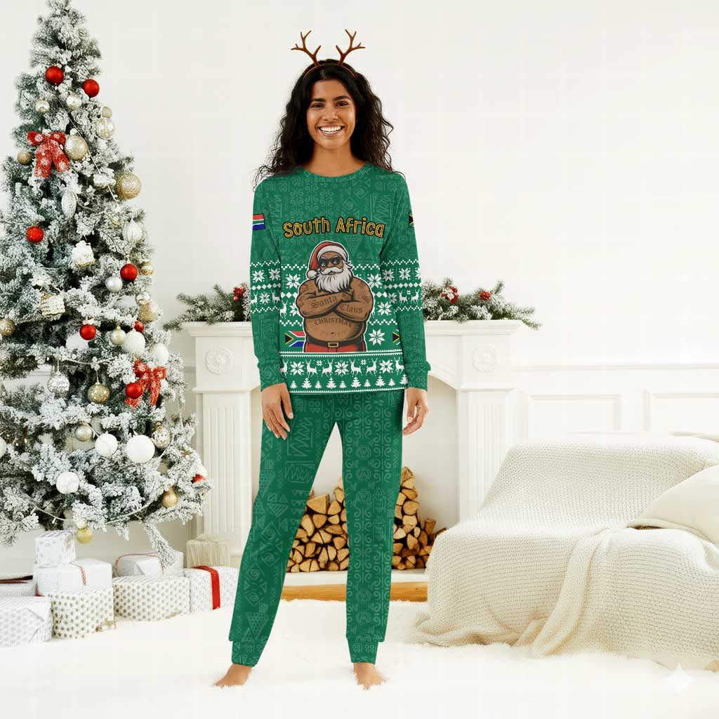 South Africa Christmas Pajama Set Christmas Santa Claus Tattoo - African Pride