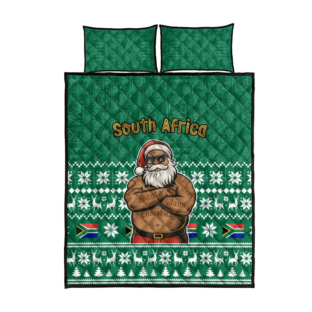 South Africa Christmas Quilt Bed Set Christmas Santa Claus Tattoo - African Pride