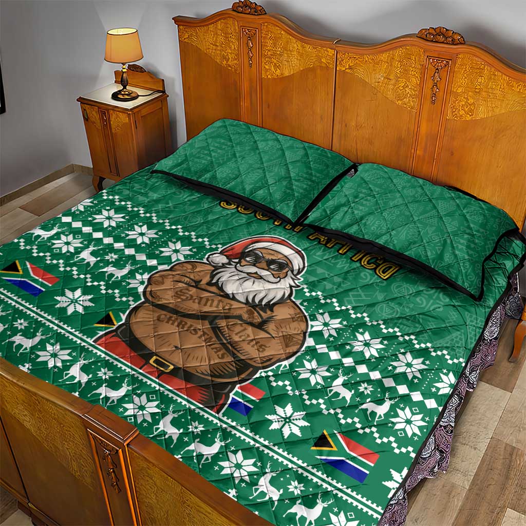 South Africa Christmas Quilt Bed Set Christmas Santa Claus Tattoo - African Pride