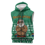 South Africa Christmas Sleeveless Zip Hoodie Christmas Santa Claus Tattoo - African Pride