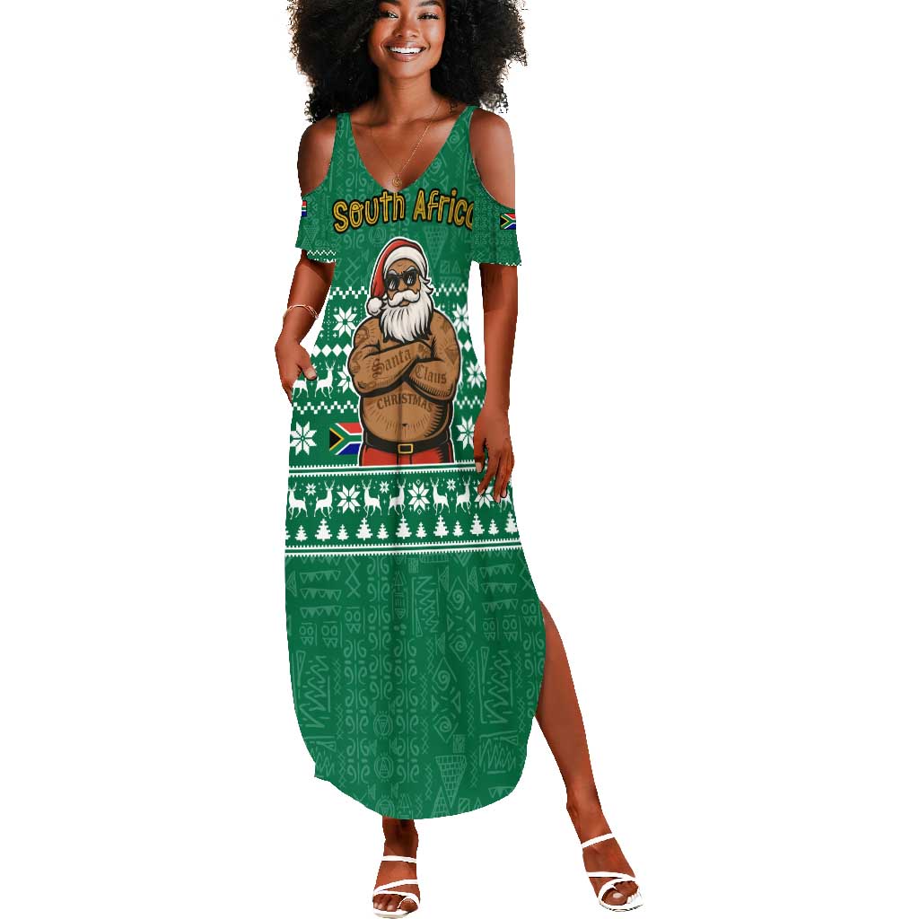 South Africa Christmas Summer Maxi Dress Christmas Santa Claus Tattoo - African Pride