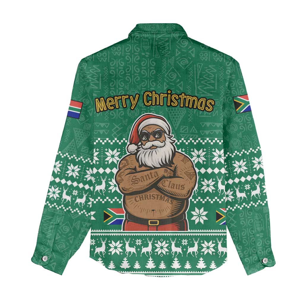 South Africa Christmas Women Casual Shirt Christmas Santa Claus Tattoo - African Pride