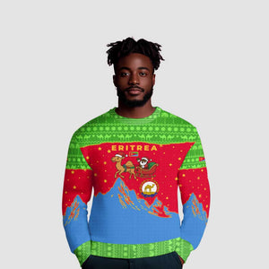 Eritrea Christmas Ugly Christmas Sweater Santa Claus Camel Sleigh National Emblem - African Pride